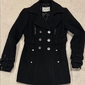 Sugarfly Black Double-Breasted Pea Coat